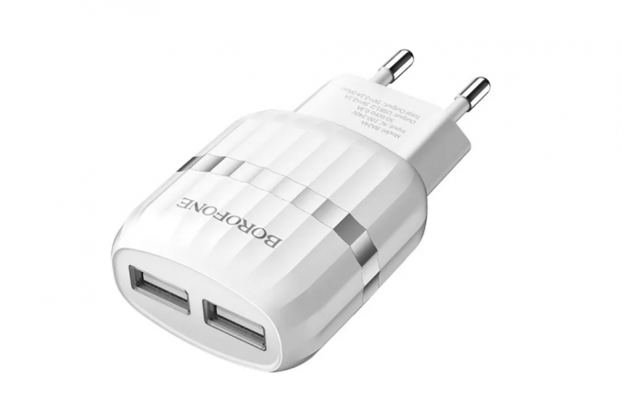 СЗУ Borofone BA24A Vigour 2USB 2.1A + кабель Lightning (EU) (white) СЗУ Borofone BA24A Vigour 2USB 2.1A + кабель Lightning (EU) (white)