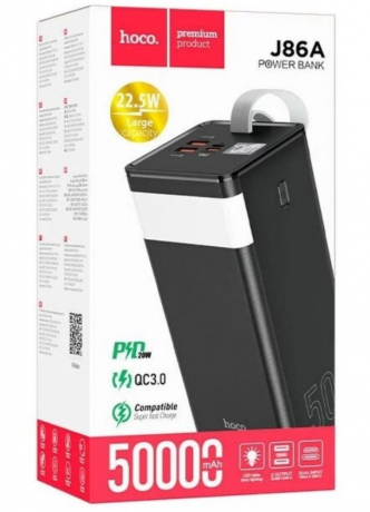 Внешний аккумулятор Hoco J86A Powermaster, 50000мАч PD+QC3.0 + фонарик (black)